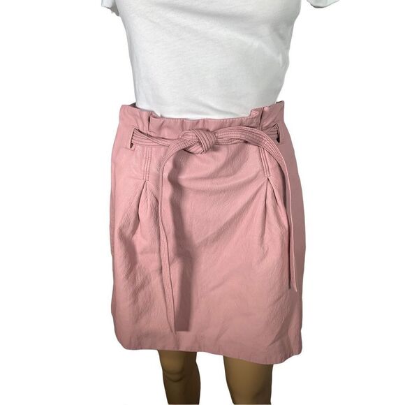 Free People Women's Payton Pink Faux Leather Paperbag Mini Skirt Size 6 - Picture 6 of 6
